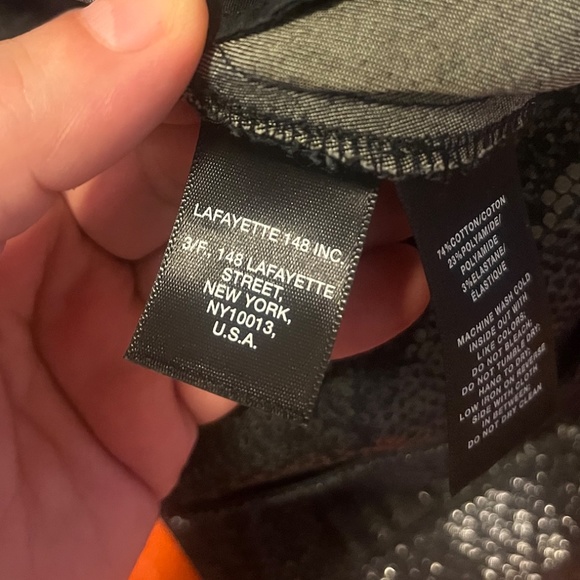 Lafayette 148 New York black shiny foil snakeskin mid-rise straight leg jeans - Picture 9 of 13